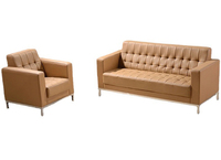 Conjunto de Sofá de Cuero con Estructura de Madera Moderna - Color Negro, Diseño Modular para Oficina, Hogar, Escuela y Hospital