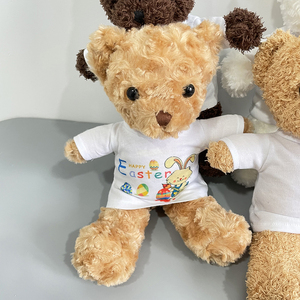 EE. UU. Almacén Sublimaciones en blanco 100% Poliéster Camiseta Sublimación Lindo Seguro Oso de peluche Sublimaciones 30cm Oso de peluche con camisa - Product Image 6