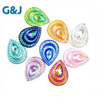 G&J DIY Kristal Ekor Phoenix Mewah Bentuk Tetesan Air Resin Flatback Bulu Rhinestone untuk Aksesoris Pakaian Gaun Dekorasi Sepatu