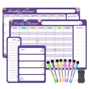 Custom Made Whiteboard Magnetic Calendar Weekly Monthly Plan Fridge Magnet Hot White Board Chore Chart Medium Size Sheet