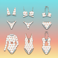 Op maat gemaakte ecovriendelijke badpakken van gerecycled materiaal, luxe dames plus size tanga string bikini set met sieradenprint Repreve