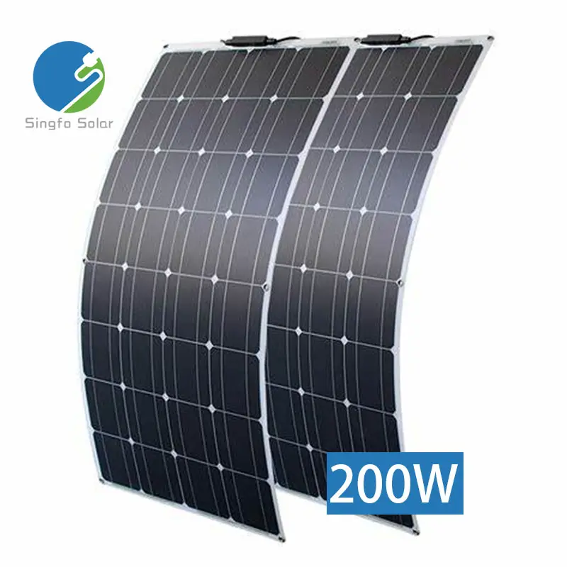 Singfo panel surya portabel dapat ditekuk ukuran OEM panel surya 200w tipis panel surya semi fleksibel untuk baterai RV