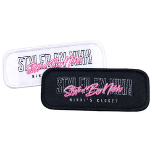 थोक कस्टम पॉलिएस्टर बुना हुआ कपड़े पैच डिजाइन लोगो नाम बुना हुआ बैज - Product Image 3