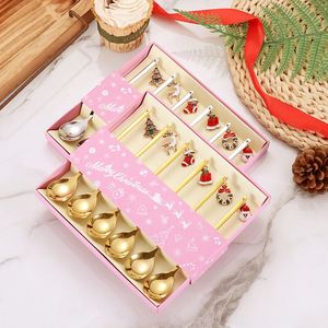 Juego de Cubiertos Navideños de 6 Piezas con Logotipo Personalizado, Cucharas de Café de Acero Inoxidable Doradas, Vajilla para Remover Café, Lindo Regalo Navideño - Product Image 1
