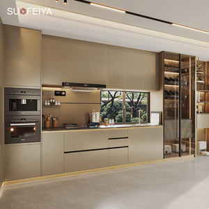 Sofeyia Tùy Chỉnh Hiện Đại Ý Vàng Pet Thông Minh Tủ Bếp MDF Carcase Cửa Kính Vòi Nước Bản Lề Phụ Kiện Bồn Rửa Bao Gồm - Product Image 4