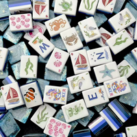 Ensemble de Mahjong Américain de Luxe Moderne en Acrylique et Cristal, 160 Pièces, Écologique, Durable, Tuiles Mystérieuses Thème Mer, Table de Mahjong