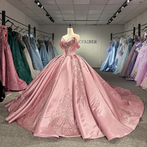 Vestido de Quinceañera Rosa Dy1542 con Cuentas, Vestidos de 15 Años con Lentejuelas, Vestidos de Gala para Instagram, Apliques de Encaje, Vestido de Princesa Jancember - Product Image 4