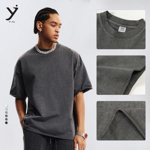 Camiseta de ropa de calle de algodón, camiseta de hombro caído de gran tamaño, camiseta de peso pesado con estampado personalizado de alta calidad para hombres - Product Image 1