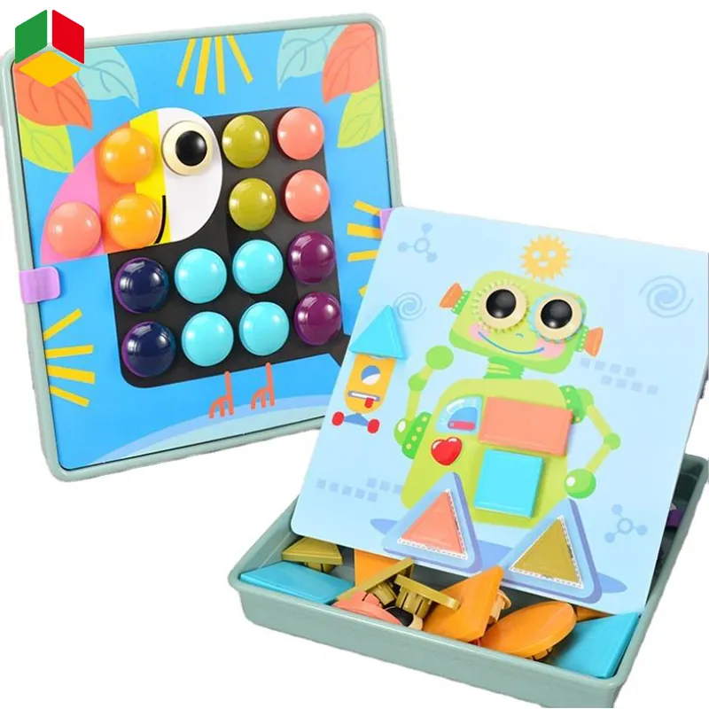 QS Mainan Puzzle Jigsaw Montessori Pendidikan Tombol Kuku Jamur Kreatif Mainan Puzzle Gigi Geometri Set Permainan