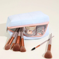 Personnalisé Nouveau Pas Cher Femmes Hiver Rose En Peluche Mignon Puffy Fluffy Maquillage Cosmétique Sac De Rangement Couleur Voyage Trousse À Crayon Porte-Monnaie