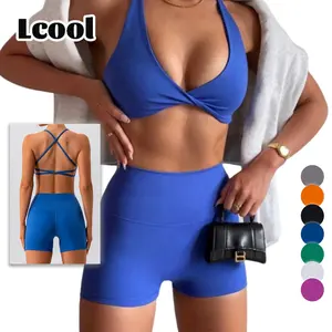 Комплект одежды Lcool женский однотонный из 2 предметов, пикантная спортивная одежда с логотипом под заказ, для фитнеса, тренажерного зала, йоги, Обнаженная одежда для воркаута