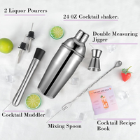 Ensemble de shaker à cocktails 2026, kit de mixologie pour barman, outils de bar de qualité supérieure, articles de bar, shaker à martini, doseur, cuillère à mélanger, pilon