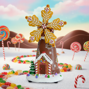Christmas LED Windmill Ornaments Gingerbread House Ornament With Turning Function and Music for Christmas Decoration Christmas - Product Image 4