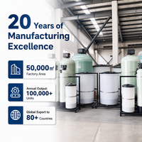 Sistema industrial de ablandamiento de agua con recipiente a presión de acero inoxidable 304 y control por medidor para caldera, HVAC y tratamiento de calefacción, 20 toneladas