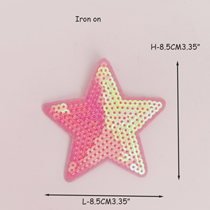 Patchs en tissu brodés thermocollants personnalisés 3D en sequins roses 5 étoiles pour sacs, chapeaux et vêtements DIY - Product Image 3