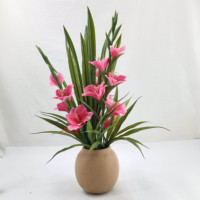 Fleurs de gladiolus artificielles à toucher réel, échantillon gratuit, prix compétitifs, faible MOQ, pour Noël, mariage, intérieur - Vente en gros