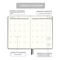 Agenda Espiral 2026 Plan A5, Cuaderno de Planificación Semanal de 365 Días, Personalizable con Logotipo en Lámina Dorada, 100% Ecológico