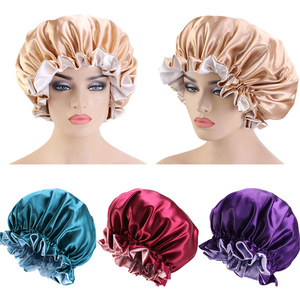 <span class=keywords><strong>Bonnet</strong></span> en satin réversible 2026, double couche, réglable, pour dormir, turban, couvre-chef, bonnets de nuit - Product Image 2