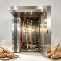 Four rotatif à 64/32 plateaux, prix compétitif, gaz/électrique, grand four rotatif de boulangerie à chariot pour la cuisson du pain, four industriel de boulangerie à vendre