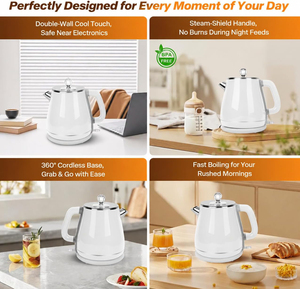 In Stock Double Wall Retro Electric <b>Kettle</b> 220v 360 Degree Rotational Base with <b>Temperature</b> <b>Control</b> Home Use Design - Product Image 6