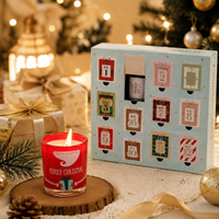 Coffret cadeau de bougies parfumées de Noël en gros, calendrier de l'avent boîte mystère 12 jours, cadeaux de fêtes personnalisés OEM ODM