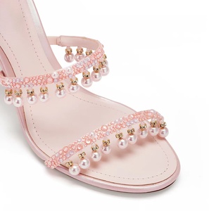 Luxury Spiral Wrap Around Sandals for Women Pearl Rhinestone Stiletto Heels Sexy Serpentine Ankle Strap Party Dress <b>Shoes</b> - Product Image 1