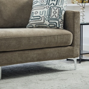 Chaise longue moderna trapuntata in ciniglia, divano letto da 77,5 pollici di larghezza, con cuscini per lo schienale, per camera da letto e soggiorno, color tortora - Product Image 4
