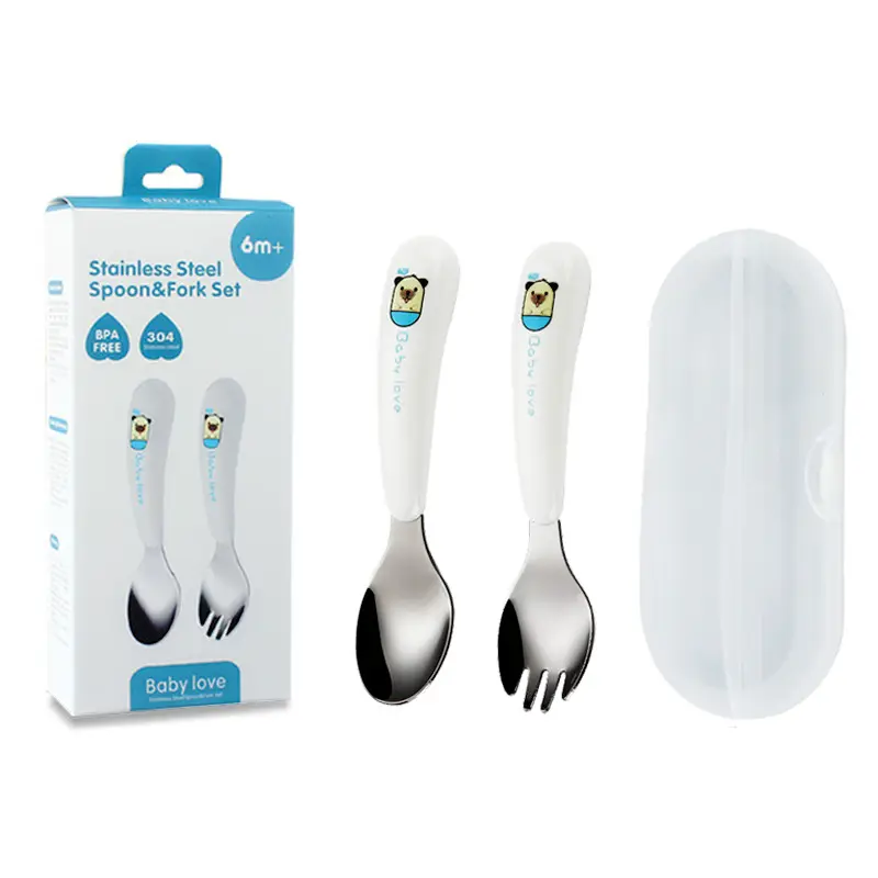 Hot bán 2 cái bé dao kéo 304 thép không gỉ muỗng nĩa trẻ em Flatware sets với phim hoạt hình sáng tạo xử lý