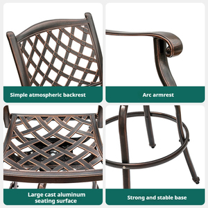 Chaise haute pivotante moderne en aluminium moulé, résistante aux UV, pour l'extérieur, les ensembles de salle à manger de jardin, les balcons, les cours, les hôtels, les appartements - Product Image 6