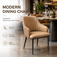 Chaise de salle à manger ergonomique moderne de style seau, siège en cuir rembourré avec pieds en métal stables pour restaurant, café, hôtel