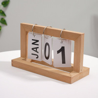 Calendrier en bois magnétique vintage personnalisé Bureau perpétuel Calendrier en forme de cube en bois Calendrier de bureau en bois