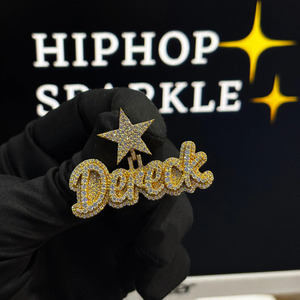 Personalized 2 Inch <b>Iced</b> <b>Out</b> Pendant Moissanite Diamond 14K Gold Plated Hip Hop Custom Luxury Jewelry Bling <b>Chain</b> Pendant - Product Image 2