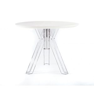 Design Ometto in policarbonato trasparente allungabile tavolo bianco dimensioni superiori 100 cm disponibili 90/120 dimensioni di diametro - Product Image 4