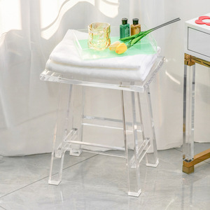 Taburete para cambiar zapatos de acrílico transparente de tres colores de Ningbo, tamaño personalizable, banco de baño moderno y minimalista - Product Image 1