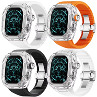 Trendybay Fashion Modification Crystal Glass Acrylique Case + Bracelet de montre en caoutchouc fluoré pour Apple Watch Ultra 49mm