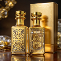 Flacon de parfum de luxe en verre doré 150 ml, flacon octogonal, verre électro-plaqué, flacon d'huile essentielle