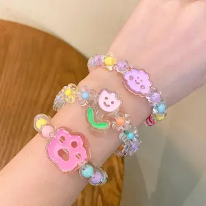 Mode Nieuwe Kinderen Parel Mooie Cartoon Gradiënt Kleur Meisje Baby Decoratieve Kralen Bedelarmband Voor Kinderen