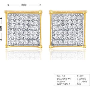 Boucles d'oreilles clous en or jaune 10K avec diamants pavés Jewelspaark 0,22 carat, longueur 8 mm, pour femme, usage quotidien - Product Image 6