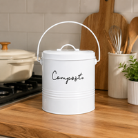 Poubelle à compost en métal pour cuisine avec poignée, poubelle à déchets alimentaires pour comptoir, seau à compost d'intérieur style ferme, sans odeur, écologique, OEM