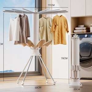 Pieuvre pliable à rotation à 360 ° Support d'intérieur en aluminium pour <span class=keywords><strong>linge</strong></span> de bébé Cintres Almirah Étagère de séchage Séchoir à <span class=keywords><strong>linge</strong></span> - Product Image 4