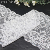 Dentelle extensible légère en nylon et élasthanne, 17 cm, blanche, douce, en gros, en stock pour lingerie et culottes