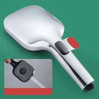 Pommeau de Douche Haute Pression 4 Fonctions avec Bouton Interrupteur, Économie d'Eau, Finition Chromée, Grand Panneau pour Hôtels et Toilettes