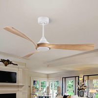 Ventilateur de plafond à lumière LED économe en énergie avec télécommande Fonction de décoration en bois pour application domestique Ventilateur à moteur CC avec lumières