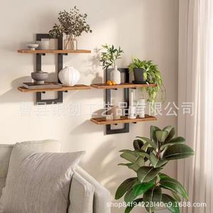 Wooden Floating <b>Wall</b> <b>Shelf</b> 2 Tier Rectangle Multipurpose Durable <b>Wall</b> <b>Mounted</b> Kitchen Living Room Storage Rack - Product Image 4