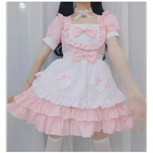 สไตล์ญี่ปุ่น ซอฟท์เกิร์ล ชุดแม่บ้าน สีชมพู คอสเพลย์ เครื่องแต่งกาย ชุดยูนิฟอร์มผ้าฝ้าย ชุดเล่นบทบาทสมมติ 14 ปีขึ้นไป - Product Image 2