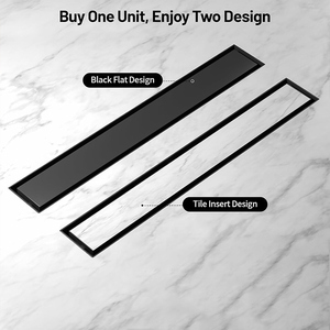 Pano.V Custom Size 2-in-1 Tile Insert 304 Stainless Steel Black <b>Linear</b> Shower <b>Drain</b> for Bathroom - Product Image 6