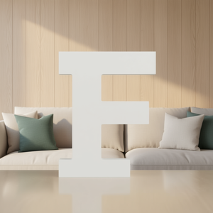 Lettera E in legno bianca, decorazione 3D per insegne murali, decorazione per la casa - Product Image 3
