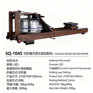 Equipo de gimnasio comercial Máquina de remo de resistencia al agua de madera plegable para entusiastas del fitness Nuevo ergómetro - Product Image 5