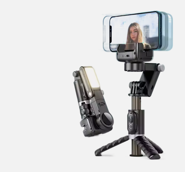 Q18 Handheld Phone Gimbal Stabilizer Tiktok Face Tracking 360 Rotation Selfie Stick Tripod With Led Fill Light
