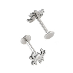Spider Labret Stud | 316L Stainless Steel Hypoallergenic Body <b>Piercing</b> <b>Earring</b> Trendy Jewelry for Men - Product Image 5